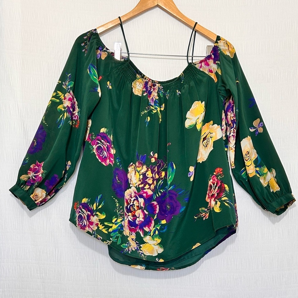 Anthropologie Maeve Green Long Sleeve Cut-Out Blouse - Picture 5 of 6